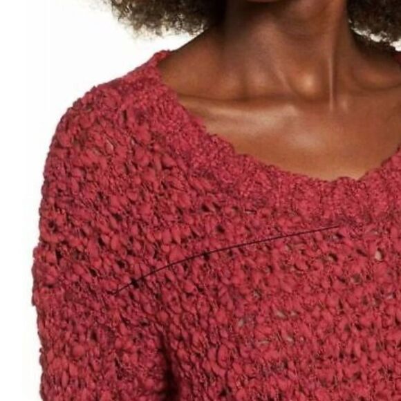 Band of Gypsies Chunky Knit Sweater Pullover Burgundy Size S  Cable Knit - Picture 3 of 10